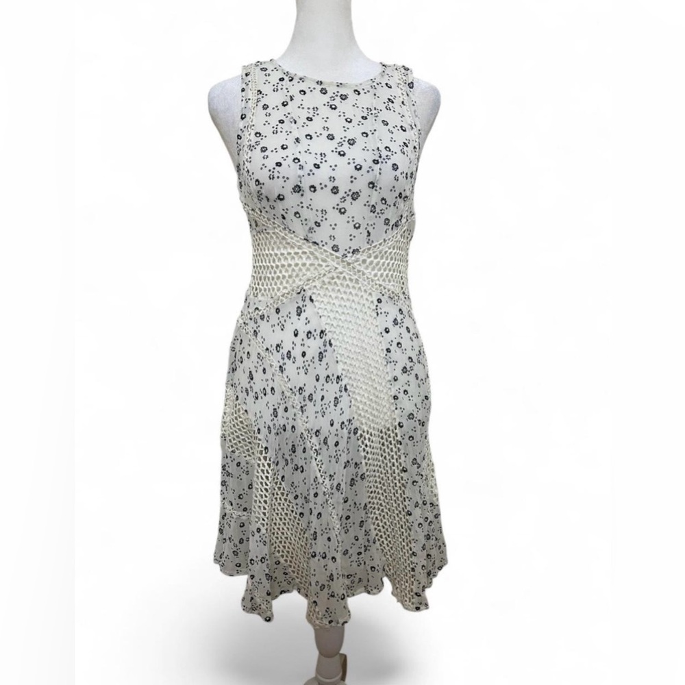 Floreat Cream and Black Floral Midi Dress
